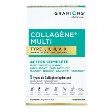 GRANIONS Collagène+ Multi type I, II, III, V, X Boite de 60 Comprimés