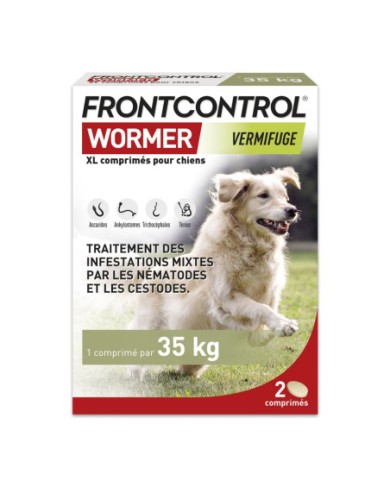Frontcontrol Wormer Vermifuge chien + 35 kilos Boite de 2 Comprimés