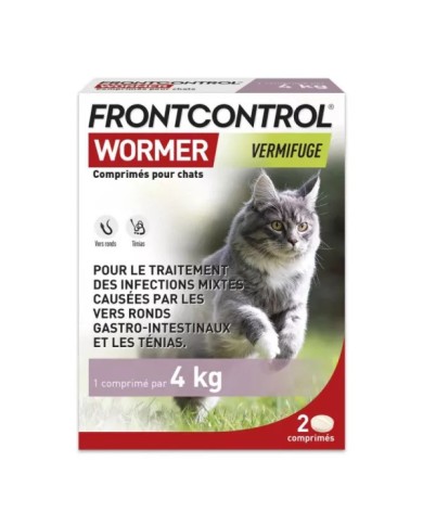 Frontcontrol Wormer Vermifuge chats 4 kilos Boite de 2 Comprimés