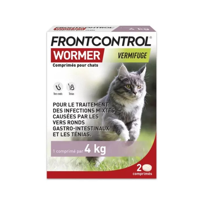 Frontcontrol Wormer Vermifuge chats 4 kilos Boite de 2 Comprimés