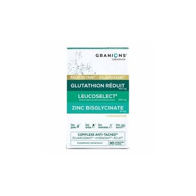 Granions Complexe Anti-Tâches Eclaircissant Eclat et Hydratant Boite de 30 comprimés Granions Complexe Anti-Tâches Eclaircissant Eclat et Hydratant Boite de 30 comprimés
