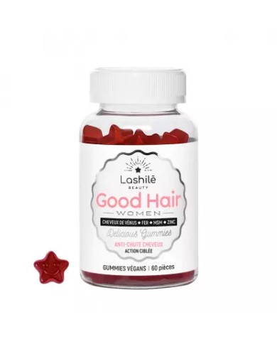 LASHILE Good Hair Women Anti chute de cheveux Boite de 60 gummies vegan