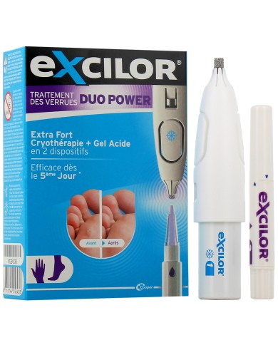 EXCILOR DUO POWER Traitement des Verrues 2 en 1 - Cryothérapie + Gel Acide EXCILOR DUO POWER Traitement des Verrues 2 en 1 - Cryothérapie + Gel Acide