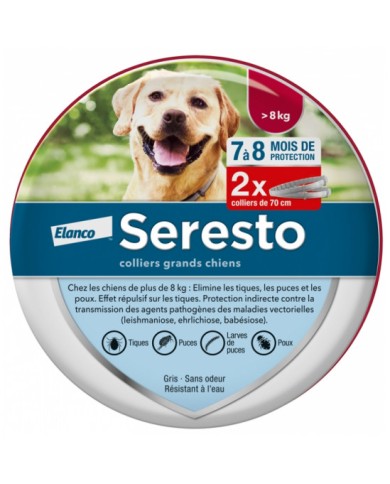 SERESTO Collier grands chiens 8 kilos et + Boite de 2
