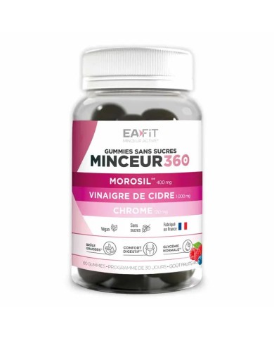 EAFIT Minceur 360 Morosil, Vinaigre de cidre, chrome Boite de 40 gummies EAFIT Minceur 360 Morosil, Vinaigre de cidre, chrome Boite de 40 gummies