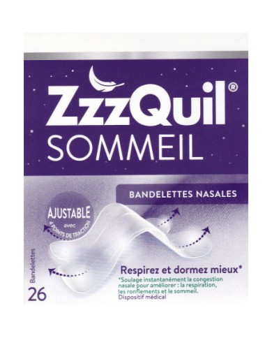 ZzzQuil Sommeil Bandelettes nasales Boite de 26 bandelettes