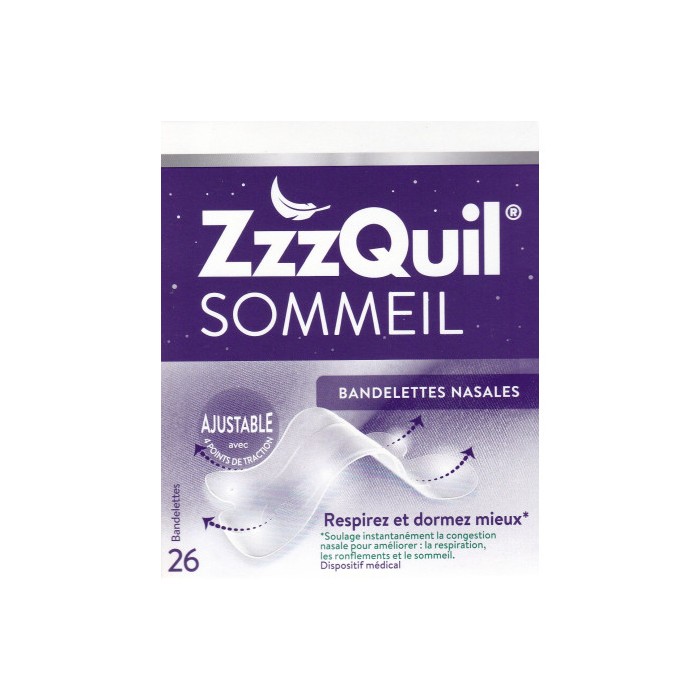 ZzzQuil Sommeil Bandelettes nasales Boite de 26 bandelettes