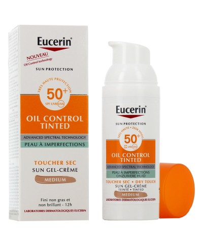 EUCERIN SUN Oil Control Gel crème teinté "Medium" SPF50+ Tube de 50 ml EUCERIN SUN Oil Control Gel crème teinté "Medium" SPF50+ Tube de 50 ml
