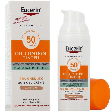 EUCERIN SUN Oil Control Gel crème teinté "Medium" SPF50+ Tube de 50 ml EUCERIN SUN Oil Control Gel crème teinté "Medium" SPF50+ Tube de 50 ml