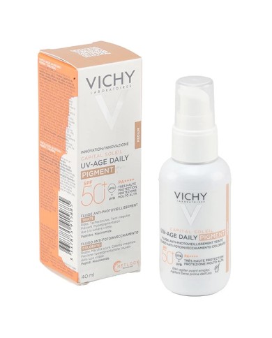 VICHY CAPITAL SOLEIL UV-AGE DAILY 50+ Fluide anti-photovieillisement teinté médium Tube de 40 ml VICHY CAPITAL SOLEIL UV-AGE DAILY 50+ Fluide anti-photovieillisement teinté médium Tube de 40 ml