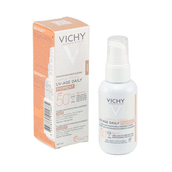 VICHY CAPITAL SOLEIL UV-AGE DAILY 50+ Fluide anti-photovieillisement teinté médium Tube de 40 ml