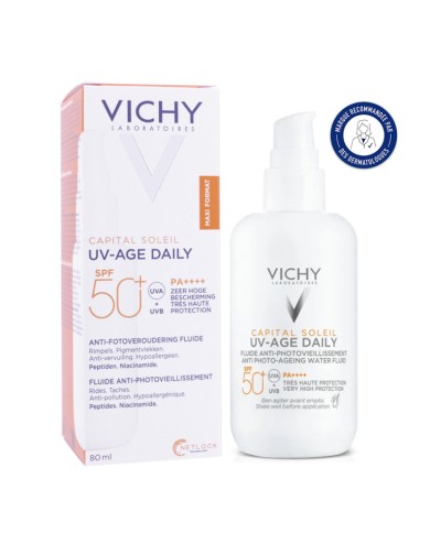 VICHY CAPITAL SOLEIL UV-AGE DAILY 50+ Fluide anti-photovieillisement  Tube de 80 ml VICHY CAPITAL SOLEIL UV-AGE DAILY 50+ Fluide anti-photovieillisement  Tube de 80 ml