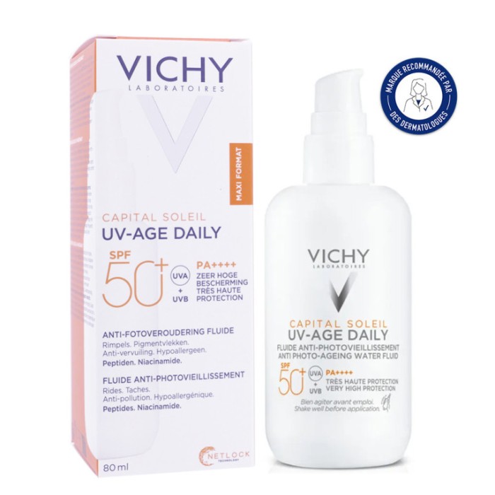 VICHY CAPITAL SOLEIL UV-AGE DAILY 50+ Fluide anti-photovieillisement  Tube de 80 ml