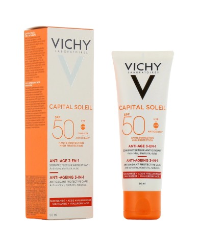 Vichy Capital Soleil Soin Antioxydant Anti-Âge SPF50 Tube de 50 ml Vichy Capital Soleil Soin Antioxydant Anti-Âge SPF50 Tube de 50 ml