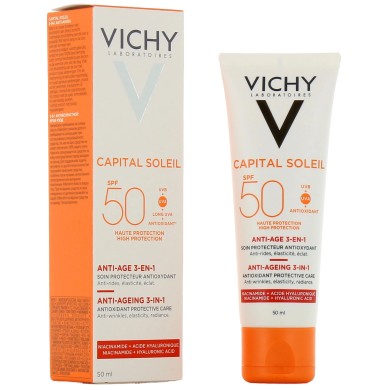 Vichy Capital Soleil Soin Antioxydant Anti-Âge SPF50 Tube de 50 ml Vichy Capital Soleil Soin Antioxydant Anti-Âge SPF50 Tube de 50 ml