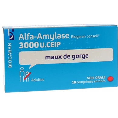 Alfa Amylase Biogaran (MAXIALSE) Boite de 18 comprimés enrobés Alfa Amylase Biogaran (MAXIALSE) Boite de 18 comprimés enrobés