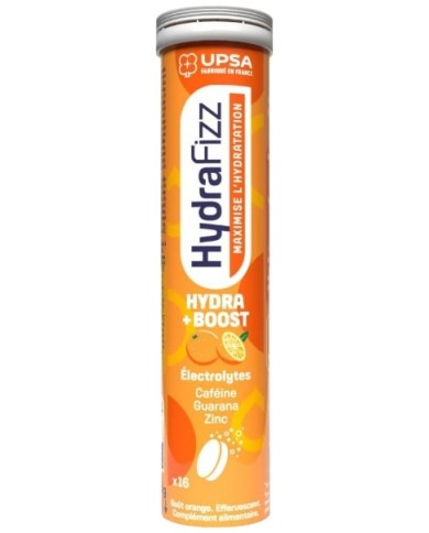 UPSA HydraFizz  hydra + boost Boite de 16 comprimés effervescents gout orange
