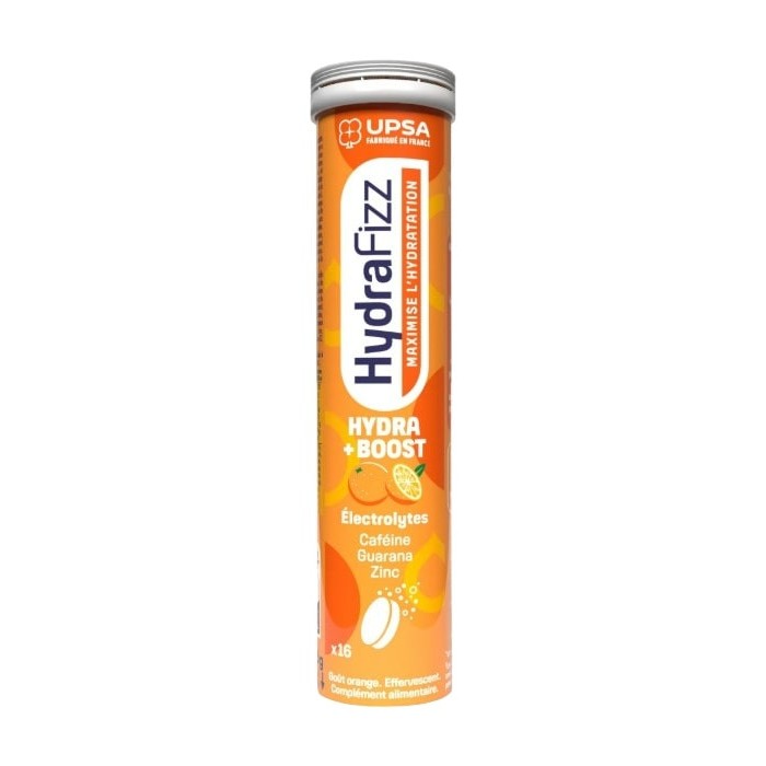 UPSA HydraFizz  hydra + boost Boite de 16 comprimés effervescents gout orange