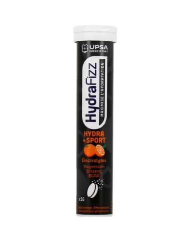 UPSA HydraFizz + sport Boite de 16 comprimés effervescents goût orange