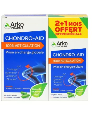 ARKOPHARMA CHONDRO-AID 100 % articulation Boite de 120 gélules + 60 gélules offertes