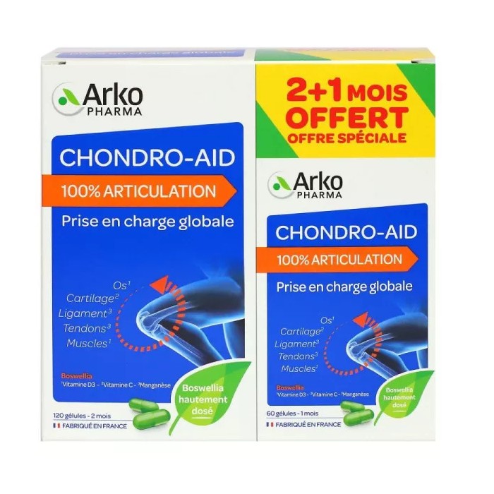 ARKOPHARMA CHONDRO-AID 100 % articulation Boite de 120 gélules + 60 gélules offertes