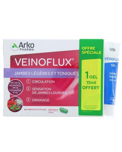 ARKOPHARMA Veinoflux Boite de 30 gélules + 1 tube de 15 ml de gel offert ARKOPHARMA Veinoflux Boite de 30 gélules + 1 tube de 15 ml de gel offert