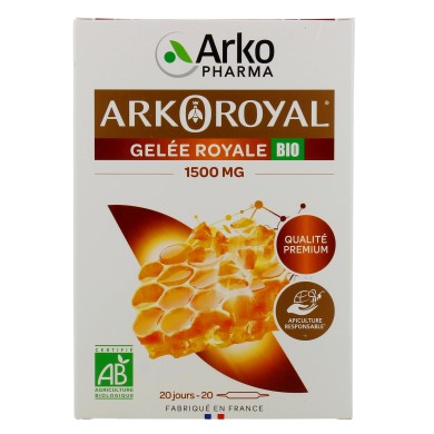 ARKOPHARMA ARKOROYAL Gelée Royale 1500 mg Boite de 20 ampoules ARKOPHARMA ARKOROYAL Gelée Royale 1500 mg Boite de 20 ampoules