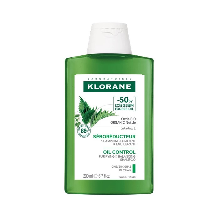 KLORANE SÉBORÉDUCTEUR Shampoing purifiant et équilibrant à l'ortie Flacon de 200 ml