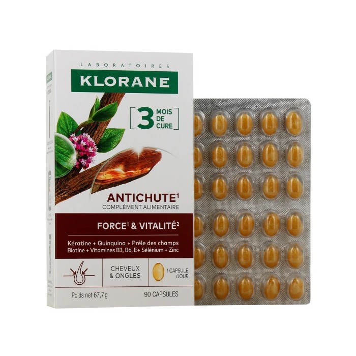 KLORANE Antichute - Complément alimentaire Boite de 90 capsules