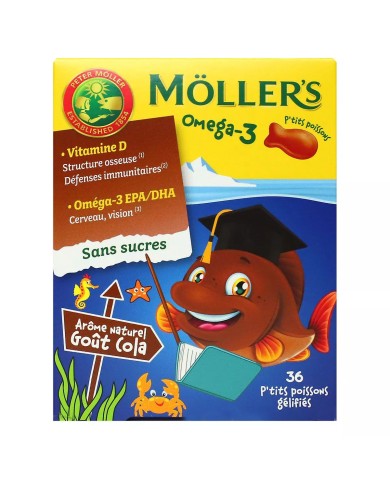 MOLLER'S OMÉGA 3 P'TITS POISSONS GOÛT COLA BOite de 36 GOMMES