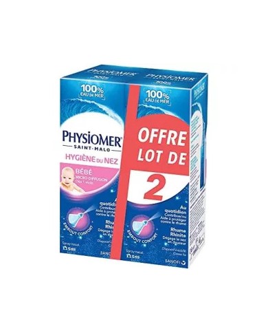 PHYSIOMER bébé Hygiène du nez Lot de 2 Spray de 115 ml PHYSIOMER bébé Hygiène du nez Lot de 2 Spray de 115 ml