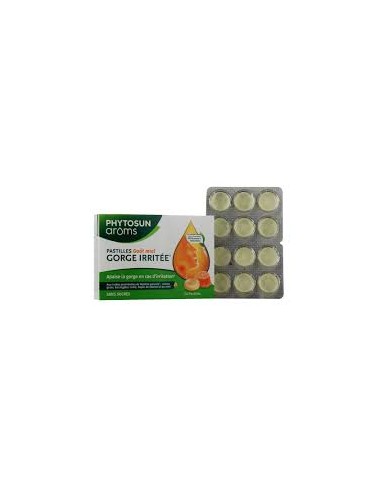 PHYTOSUN AROMS Pastilles gorge irritée goût miel sans sucres Boite de 24