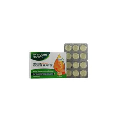 PHYTOSUN AROMS Pastilles gorge irritée goût miel sans sucres Boite de 24