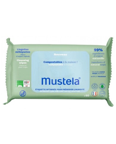 MUSTELA Lingettes nettoyantes à l'avocat BIO Paquet de 70 lingettes