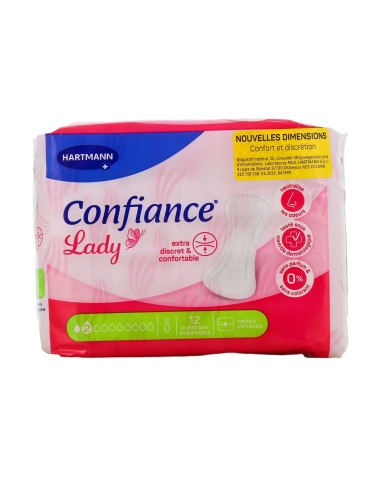 Confiance Lady Pads 2 gouttes Sachet de 12 protections
