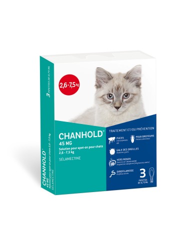 Chanhold Antiparasitaires Chats de 2.6 à 7.5 kilos Boite de 3 pipettes Clément-Thékan