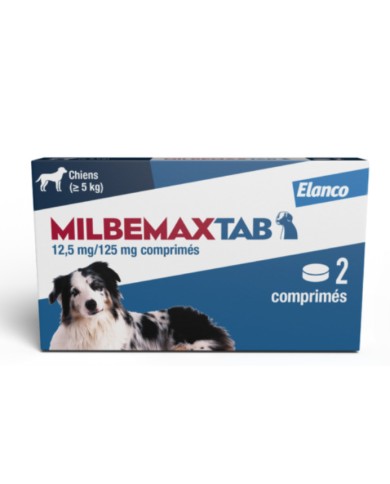 Milbemax Tab Vermifuge Pour Chiens de + 5 kg Boite de 2 Comprimés