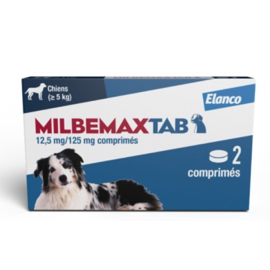 Milbemax Tab Vermifuge Pour Chiens de + 5 kg Boite de 2 Comprimés