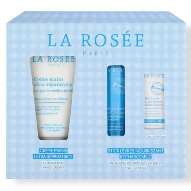 LA ROSEE COFFRET CRÈME MAINS ULTRA RÉPARATRICE + STICK LÈVRES et sa recharge