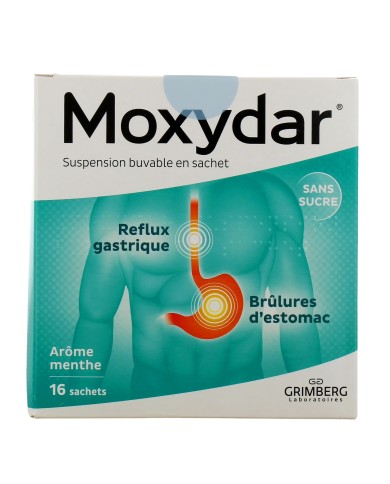 MOXYDRA Suspension buvable contre les douleurs d'estomac Boite de 15 sachets goût menthe