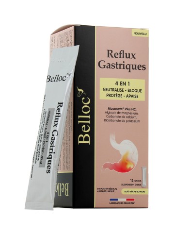 BELLOC Reflux Gastriques 4 en 1 Boite de 12 sticks
