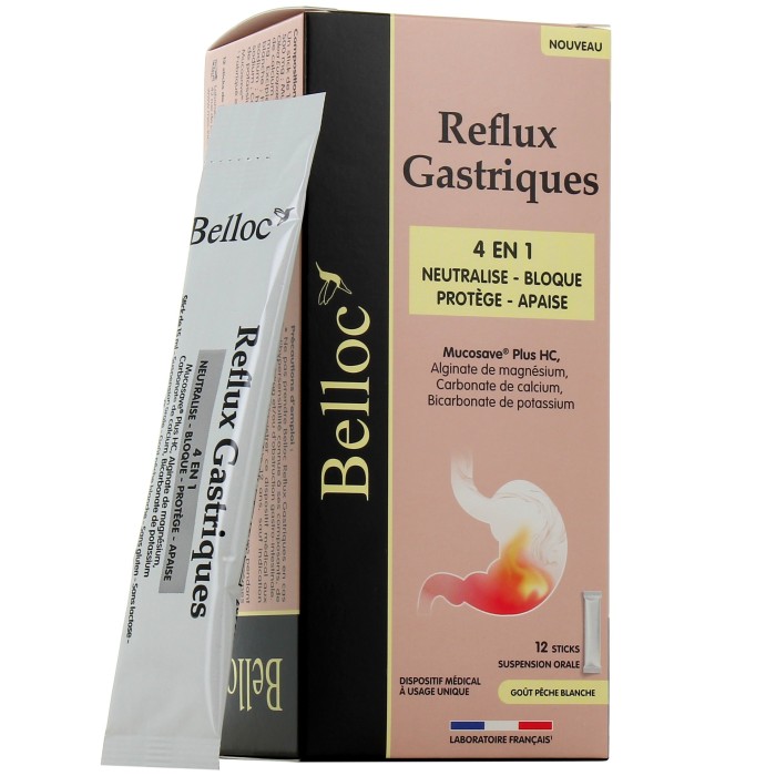 BELLOC Reflux Gastriques 4 en 1 Boite de 12 sticks