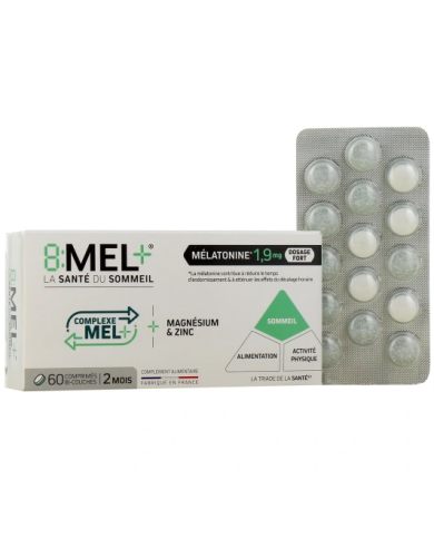 8Mel+ Mélatonine Boite de 30 comprimés bi-couches