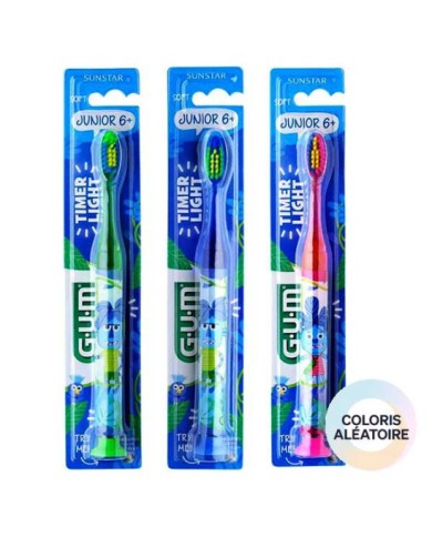 GUM Brosse à dents enfants 6 ans et + avec minuteur clignotant