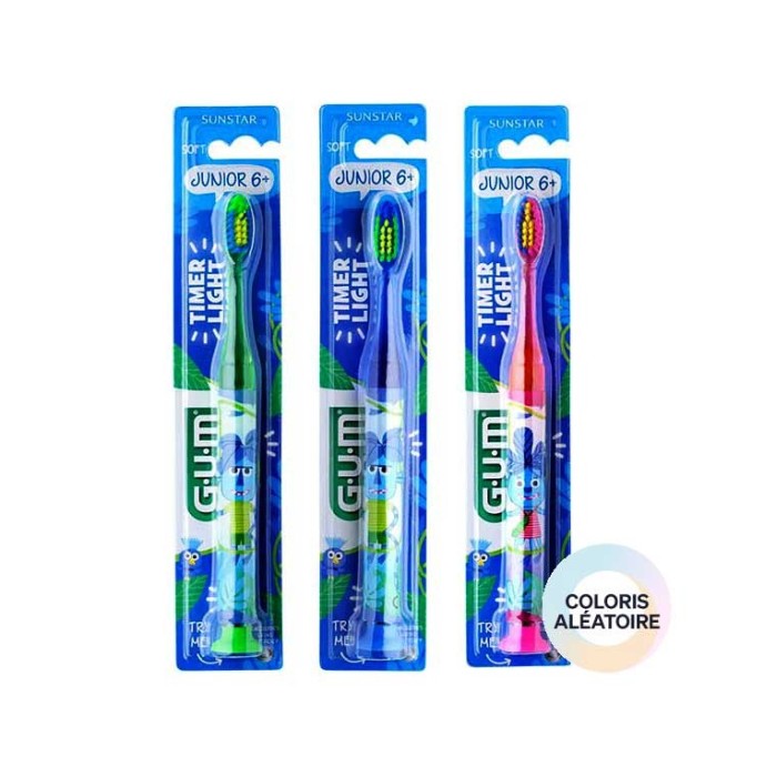 GUM Brosse à dents enfants 6 ans et + avec minuteur clignotant