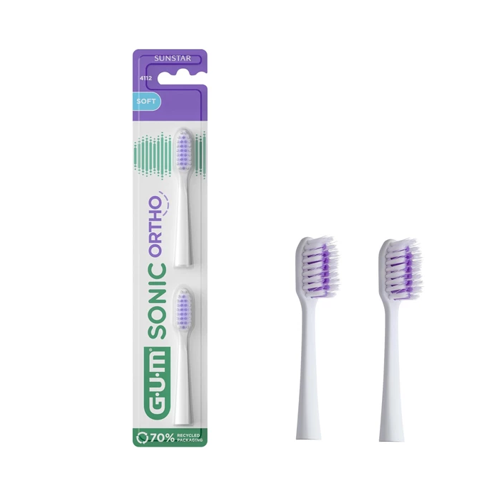 Gum Sonic Ortho BOite de 2 têtes de brosse à dents électrique soft