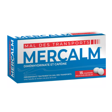 MERCALM Mal des transports Boite de 15 comprimés pelliculés sécables