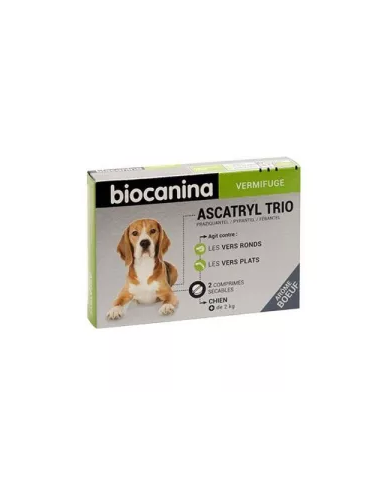 BIOCANINA ASCATRYL TRIO VERMIFUGE Chiens +2 kilos  Boite de 2 comprimés