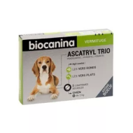 BIOCANINA ASCATRYL TRIO VERMIFUGE Chiens +2 kilos  Boite de 2 comprimés