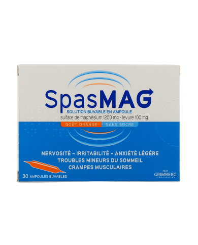 SPASMAG Fatigue, nervosité,anxiété,irritabilité Boite de 30 ampoules buvables